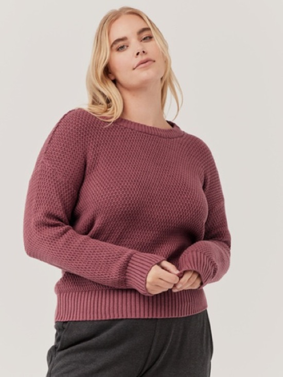 Pact Sweaters - Pact Women's Marsala Honeycomb Knit Crew Sweater S